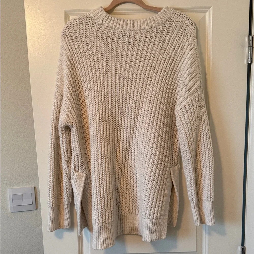 Aerie Oversized Cream Knit Sweater - Picture 3 of 3